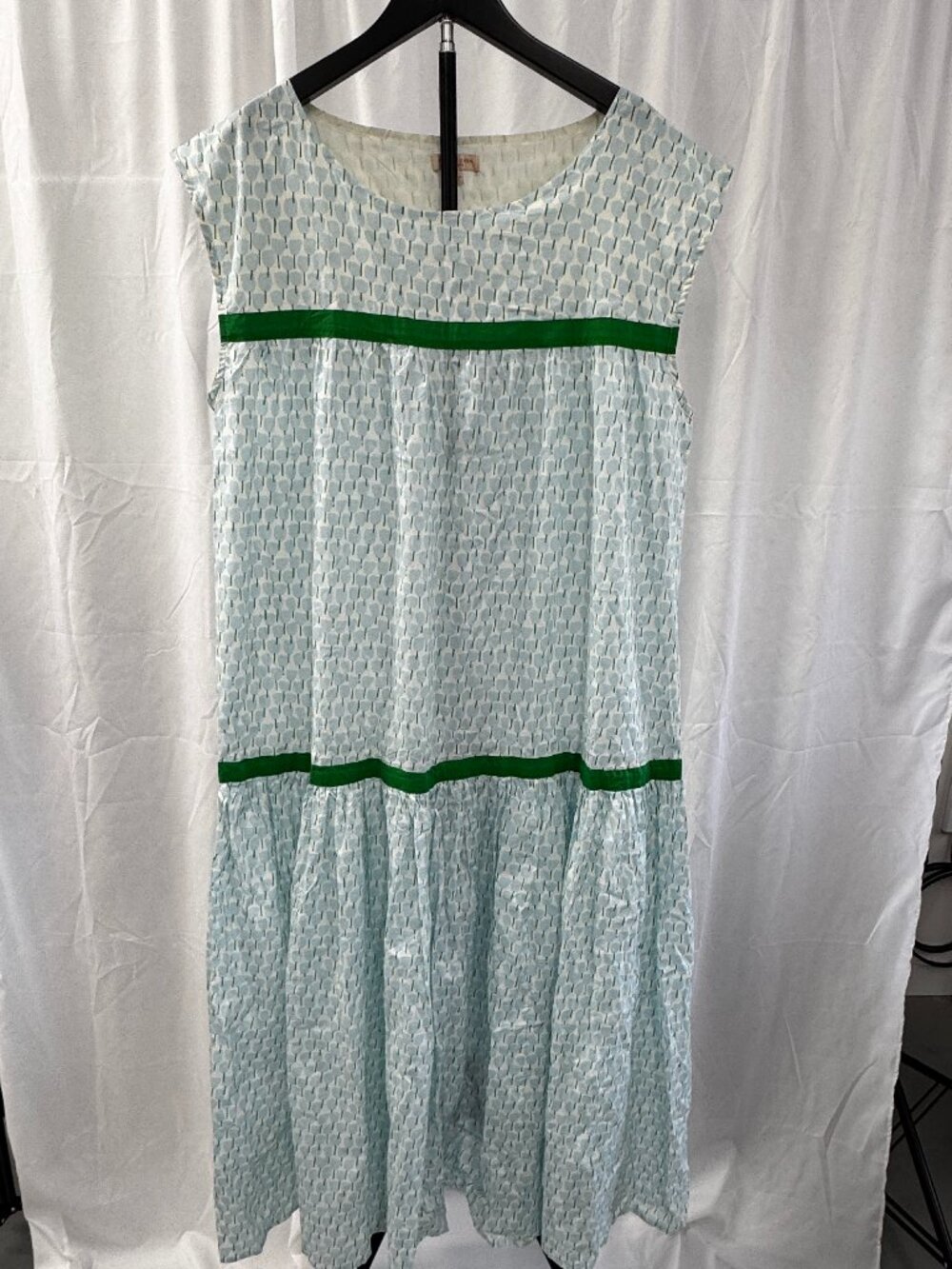 Pink Chicken Krista Cottagecore Floral Maxi Kaftan Prairie Dress Blue Tulips - Picture 2 of 15